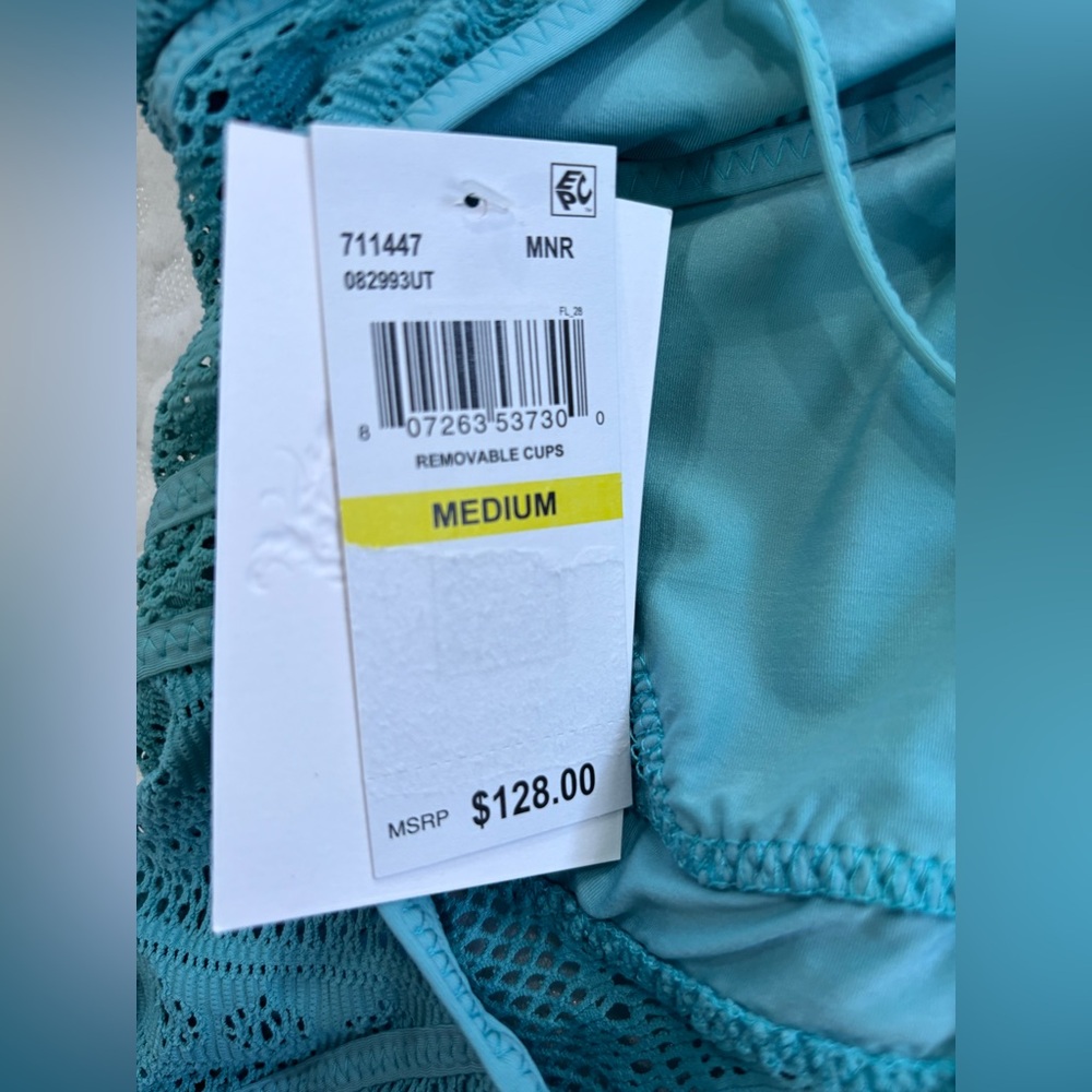 BNWT BECCA Elegant Seafoam Blue Green Lace Swimsuit $128 - Picture 6 of 6